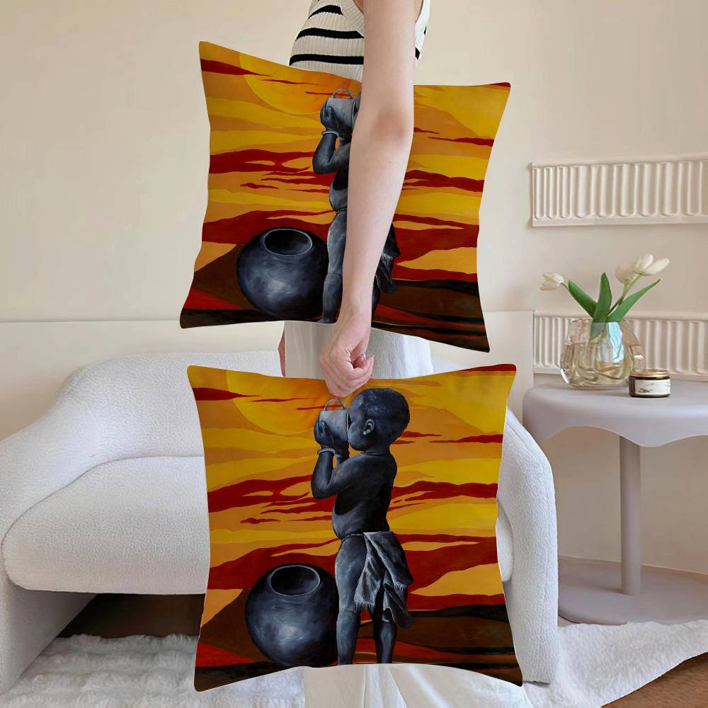 

Abstract Painting African LPillow Case Sofa and Living Room Decorative Cushion Covers Dust-proof and Mite-proof Invisible Zipper 12x12Inch