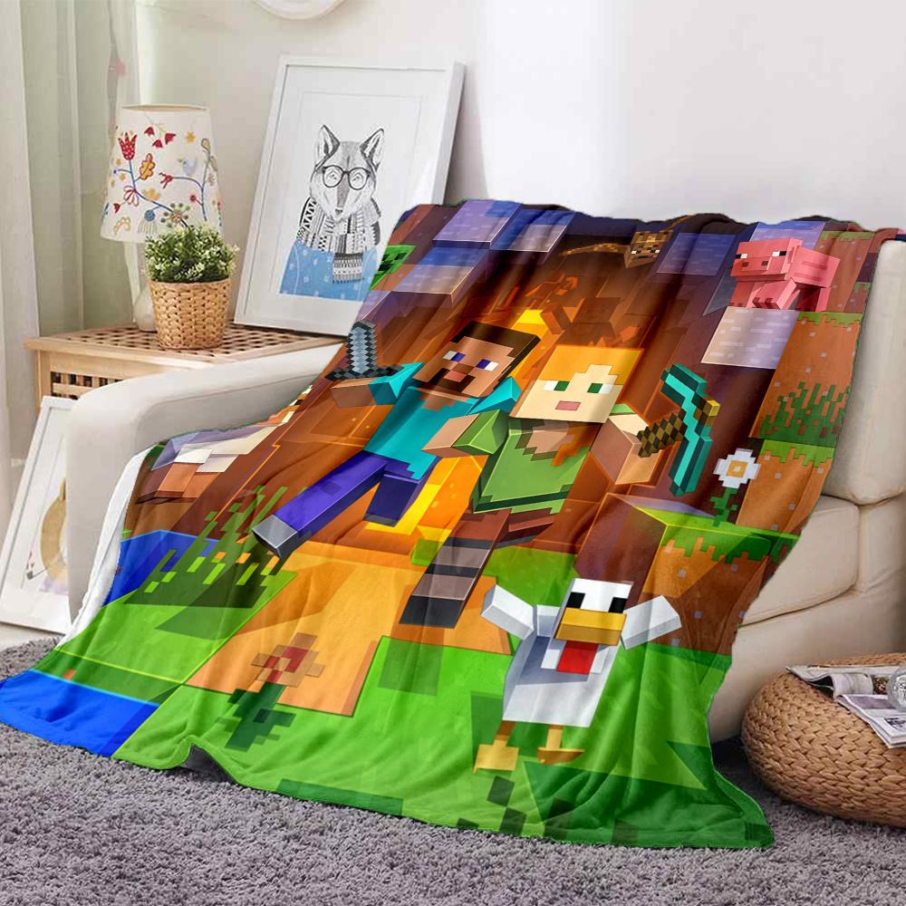 Minecraft Flannel Blanket, High quality Comfortable for All Seasons, Home Decor, Warmth and Comfort