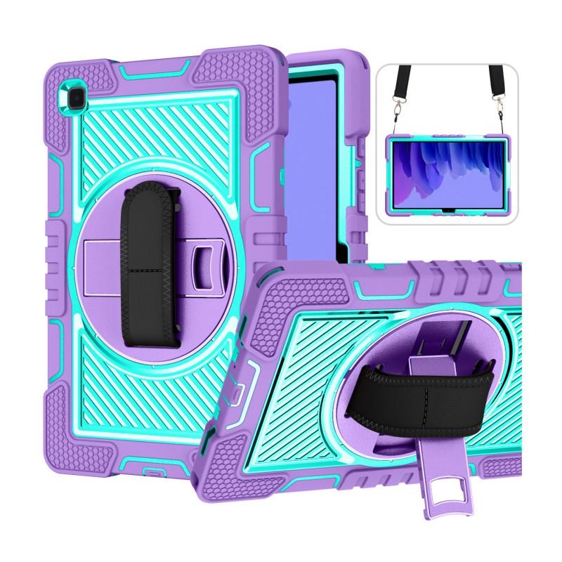 Universal Rotating Stand Case With Nylon Wrist Strap Galaxy Tab A7 T500 T505 2020 - Shockproof Silicone Cover