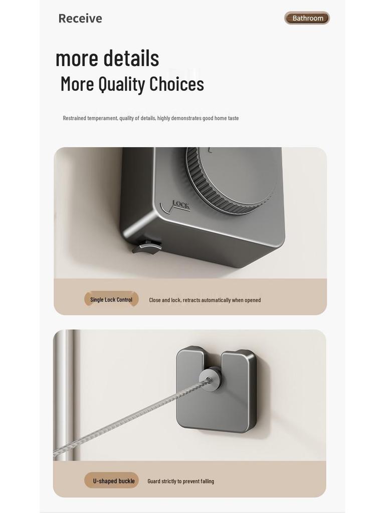 Zatahovací 4,8m nástěnný sušák na prádlo na balkon/do koupelny, nerezová ocel, není nutné vrtání