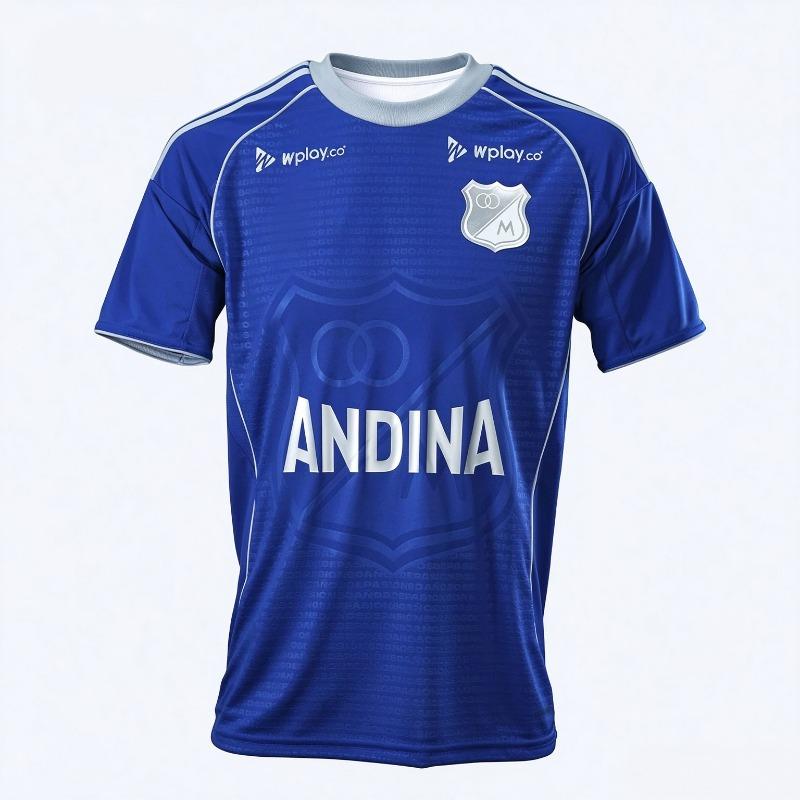 Nejnovější dresy Millonarios 2026 80. výročí Modrý fotbalový dres Rodinné sladěné oblečení Letní fotbalové tričko Dospělí Děti