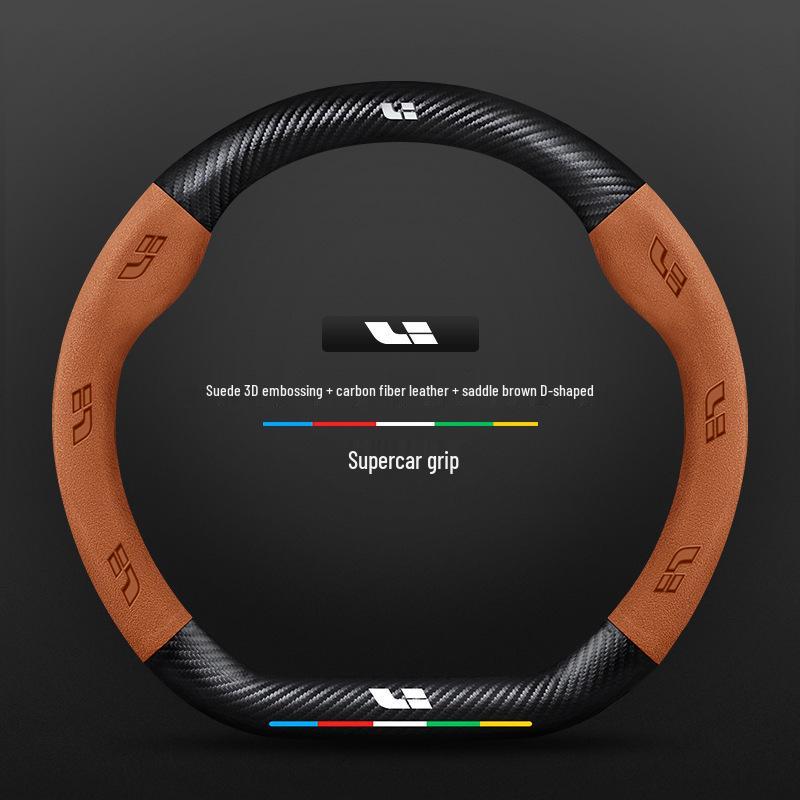 Ideal Steering Wheel Cover – Genuine Leather & Suede, Carbon Fiber, Four Seasons Compatible (Models: ONE L9, L8, L7, L6 MEGA)