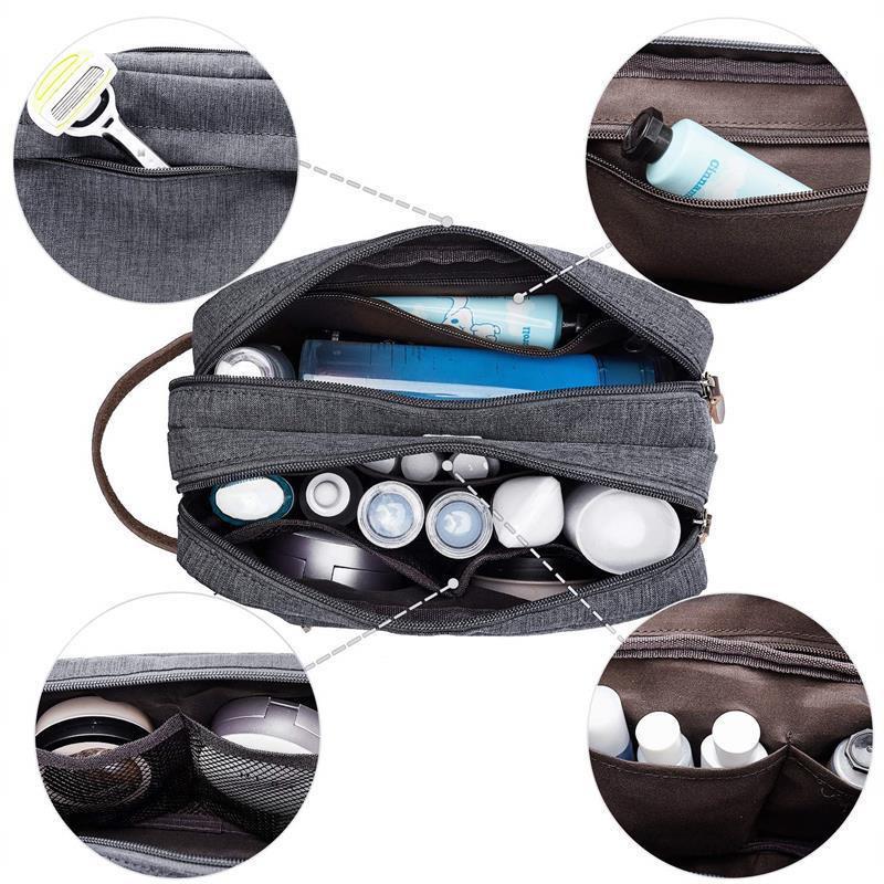 Waterproof Oxford Cloth Double Layer Toiletry Bag: Extra Large Capacity, Portable, for Men's Travel and Makeup Storage.