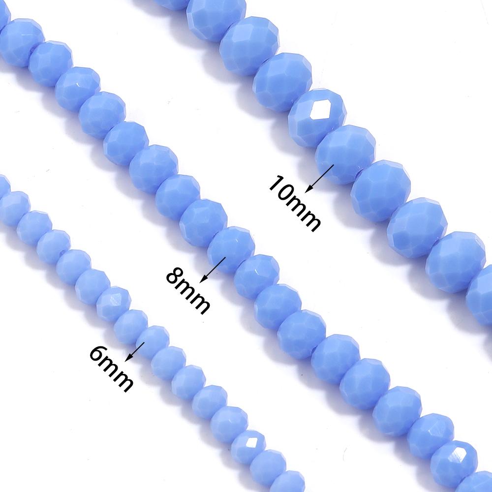 1 Strang 4/6/8mm Facettierte Porzellankristallperlen Hellblaue Glas lose Perlen für Schmuckherstellung DIY Halsketten Armbänder Zubehör