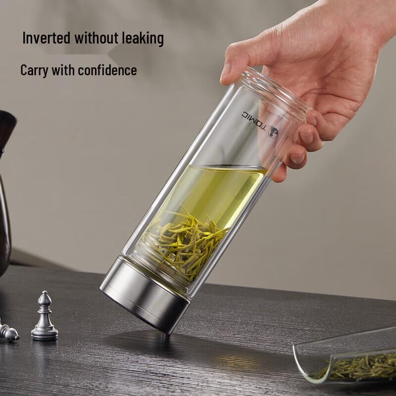 TOMIC Double-Layer Glass Tea Infuser Bottle