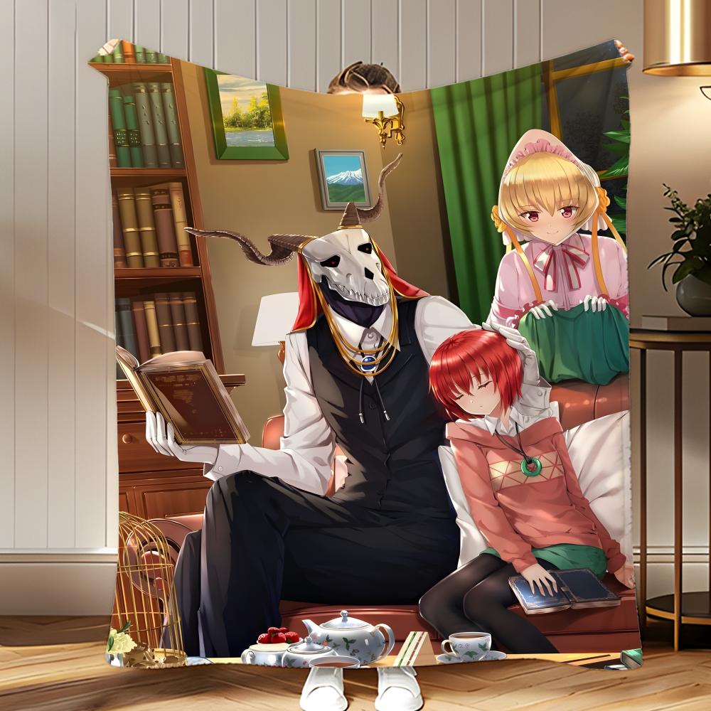 anime The Ancient Magus Bride Throw Soft Coral Fleece Blanket 310gsm Fluffy Warm Throw for Sofa Bed Couch Bedroom Decor 75x100cm