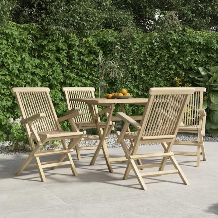 VidaXL Folding Garden Chairs 4 Pcs Grey 56x61x89 Cm Teak Wood 3155070