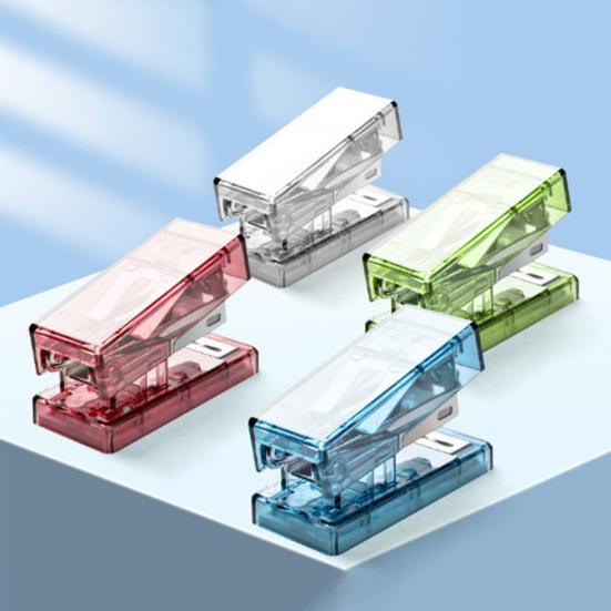 Stapler Transparent Labor-saving Flexible with Staples Book Order Plastic Mini Size Binder Desktop Stapler School Supplies