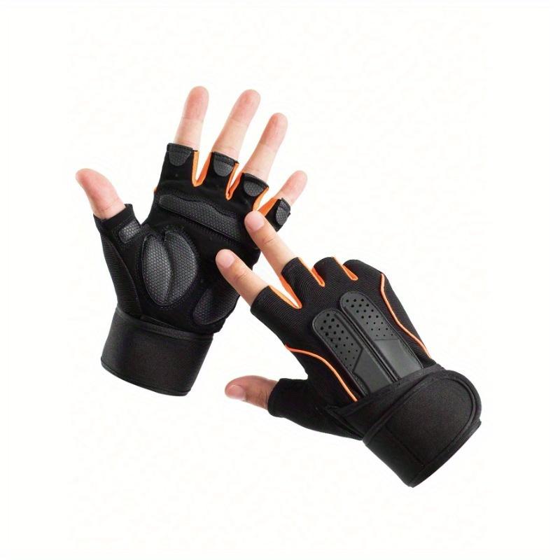 1pair Fitness Anti-Slip Protection Gloves with Wrist Support, Half-Finger, Long Style, Suitable for Cycling, Riding Motorcycle and Skiing