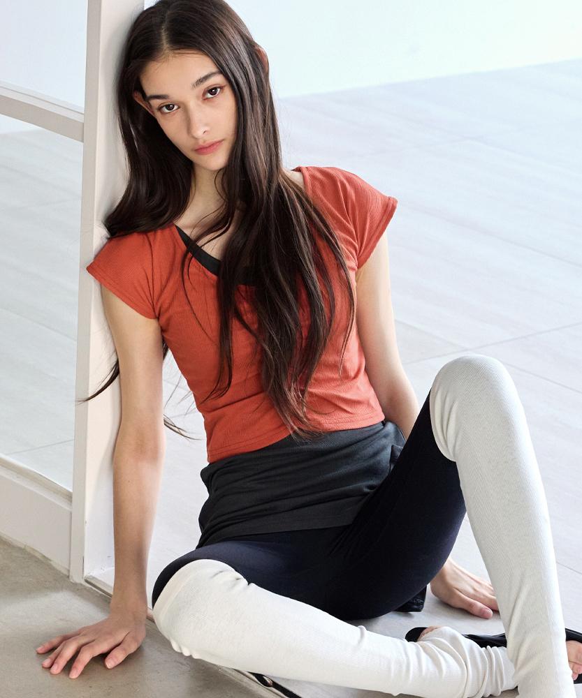 Debiweeo Women'S Yoga Wear Devi-T0130-Brick Pilates Julie Shirring Cap Sleeve