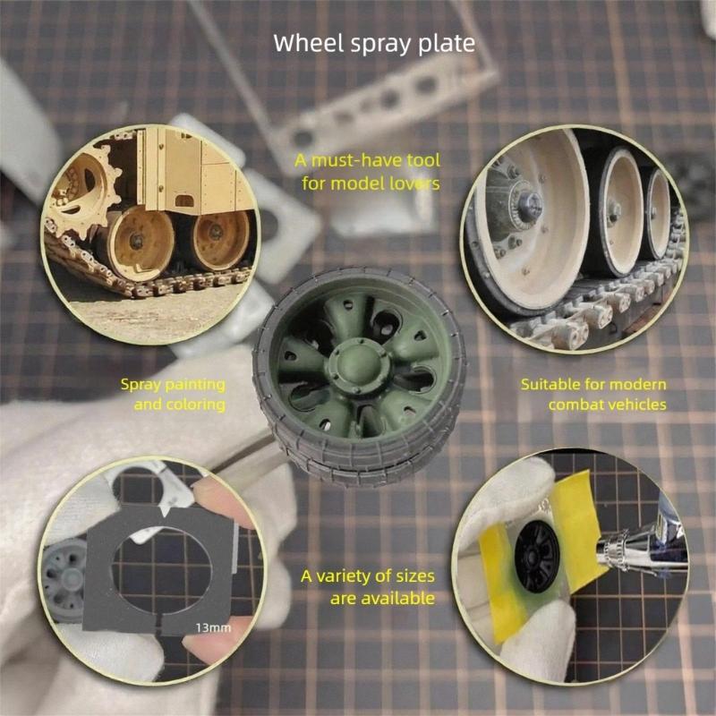 Plastic Coloring Instrument Car Tank Model Roadwheel Rims Sprayer Stencil Template With Measurement Guide