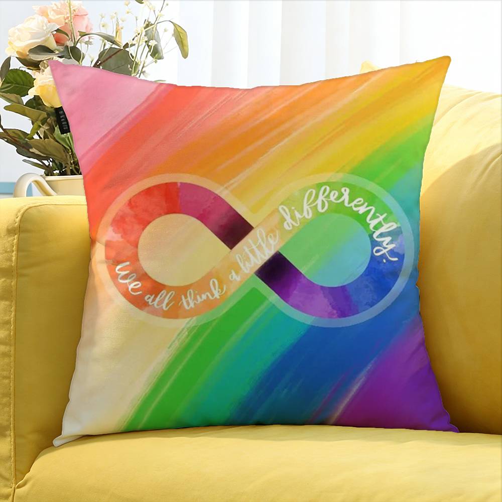 For Accept Support Love Autism Pride Symbol Rainbow World Various Sizes Square Pillow Case For Car Home Bedchamber Decor