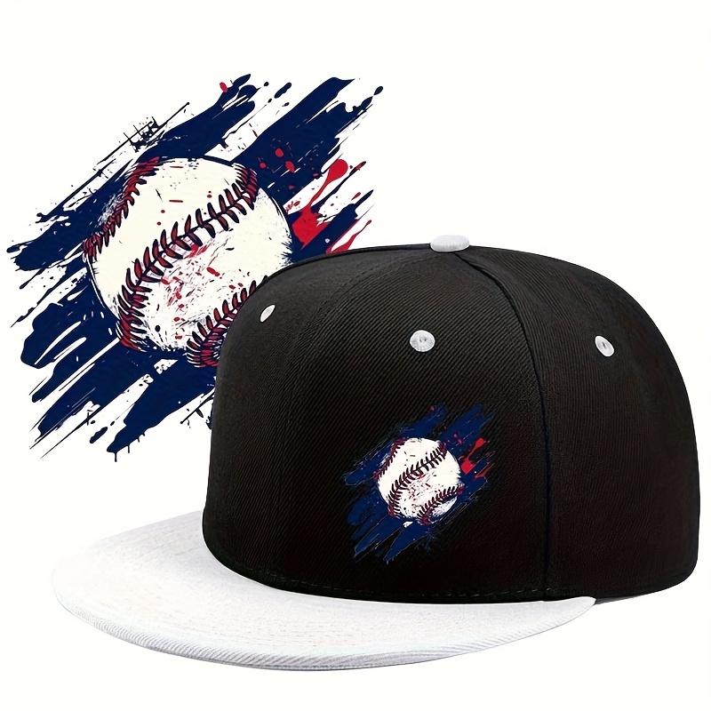 Baseball Grunge Splash Graphic Flat Brim Snapback Cap Adult Polyester Unisex Outdoor Casual Hat