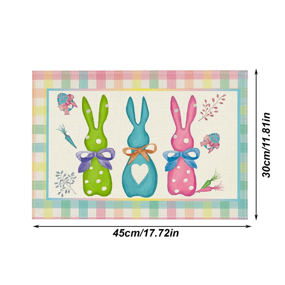

Bunny Egg Carrot Easter Placemats 45x30x0.2cm Seasonal Spring Table Mats for Party Kitchen Dining Decoration Dish Other-1