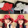 Vintage Red Polka Dot Bucket Hat With Wide Brim Sun Protection For Women Summer Casual