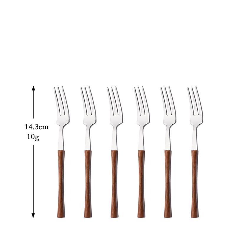 

6/24Pcs Creative Wooden Handle Dinnerware Cutlery Stainless Steel Tableware Knife Fork Coffee Spoon Flatware With Rack Set
