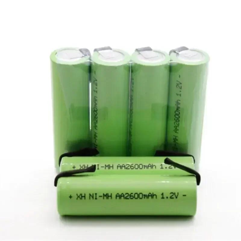 Original AA Rechargeable Battery 1.2V 2600mAh NiMH with Solder Pins for DIY Electric Razor Toothbrush Toys