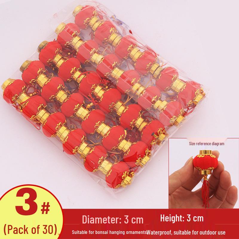 Handmade Red Flocked Lantern Ornaments for Trees: Chinese-Style New Year and Wedding Decorations