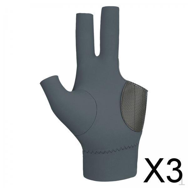 

3xThree Fingers Billiard Glove for Women Mitts Comfortable Snooker Sport Grey and Left