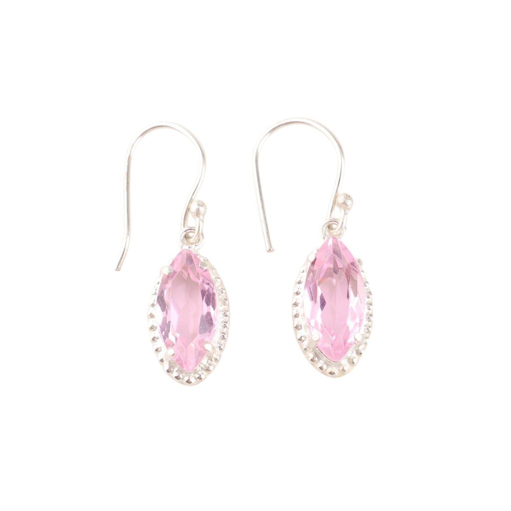 Natural Morganite Gemstone 925 Sterling Silver Jewelry Handmade Earrings 1.4" EE-169-2