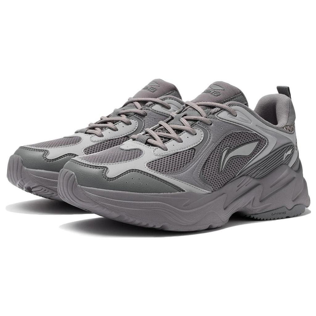 Li Ning Running Collection Fabric Cushioning Breathable Low top Long Distance Running Sprint Running Shoes Men's Gray ARLS013-6