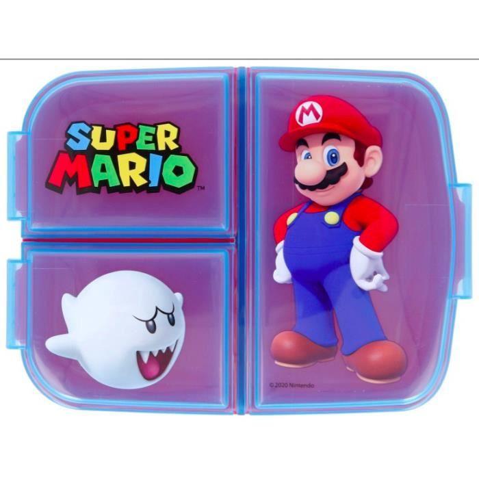 Boîte à goûter - Super Mario - Multi-compartiments - Plastique sans BPA - Dimensions 19,5x16,5x6,7 cm - Enfant
