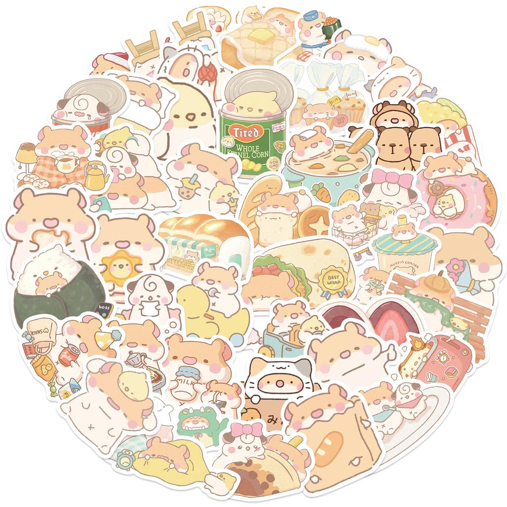 50 Cartoon Bread Mouse Doodle Stickers Decorate Guitar Notebook Suitcase DIY Waterproof Stickers