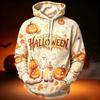Men's Casual Hooded Long Sleeve Top with Halloween Print for Holiday Events