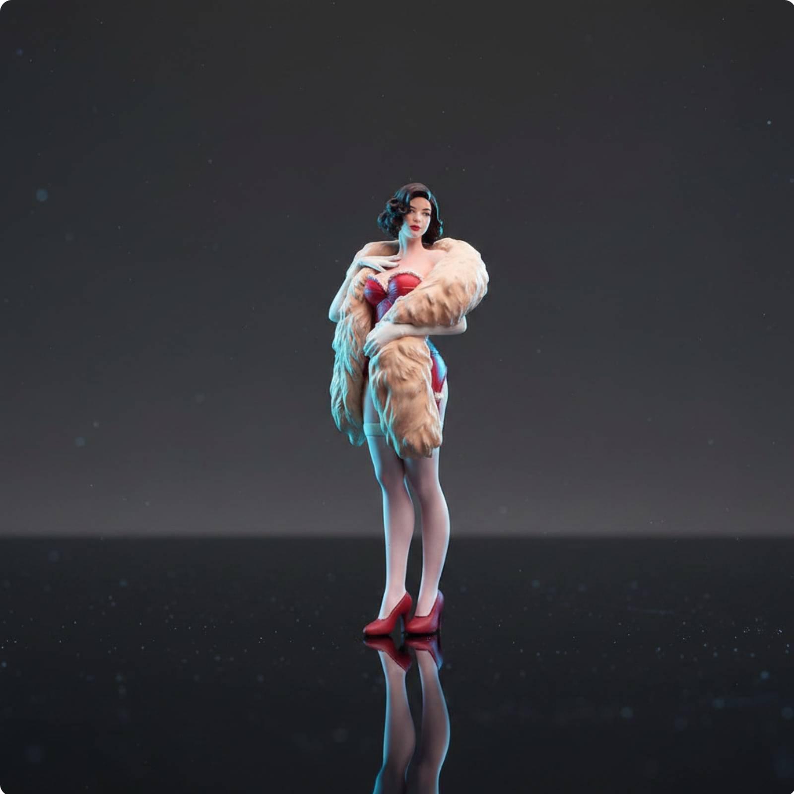 Painted Female Figure Finely Detailed Scale Model Person Nostalgic-Figure Design Miniature Resin Material for Display Collection