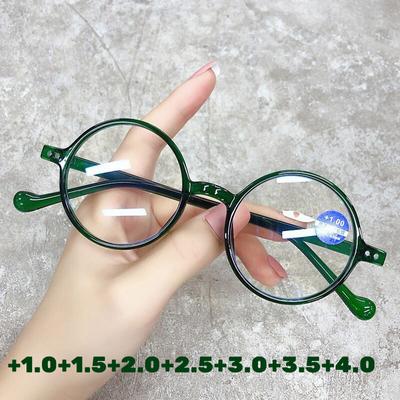 Small Round Frame Reading Eyeglasses Computer Blue Light Blocking Far Sighted Eyewear with Diopter