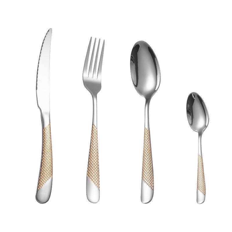 Stainless Steel Star Diamond Cutlery Set: Knife, Fork, Spoon for Desserts and Steaks