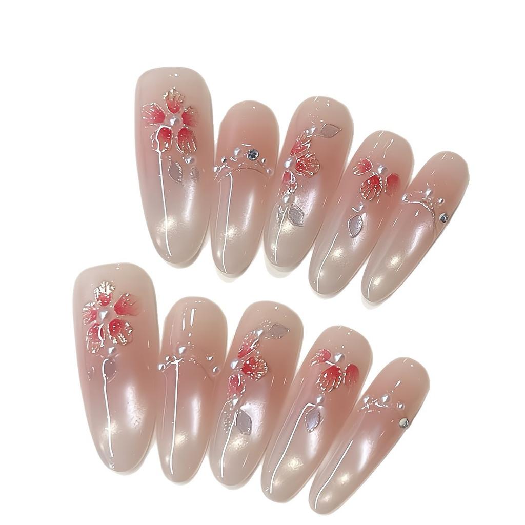 Press On Nails Medium Stiletto Glitter Fake Nails Press Ons with Design Reusable Acrylic False Nail Full Cover Glue On Nail Stick On Nail for Women