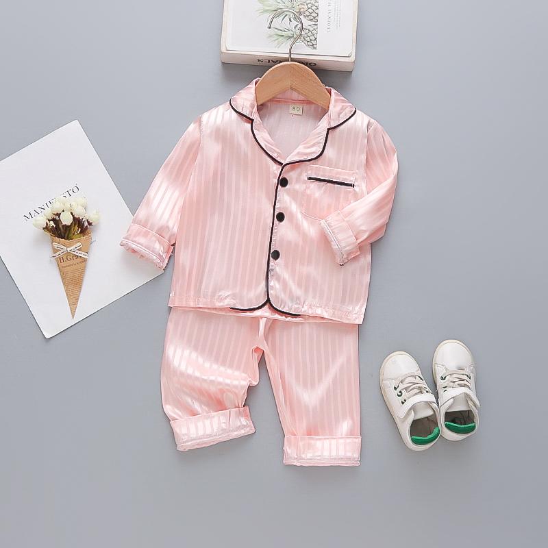 Nouveau Ensemble de Vêtements pour Bébés Garçons Printemps Automne Pyjama Enfant Chemise à Manches Longues Pantalon 2 Pièces/Ensembles Tenue de Nuit Filles Enfants Costume Bébé 12M rose