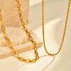 Chunky Chain Rope Link Stackable Necklace for Women, Stainless Steel Minimalist Jewelry, Gold Plated Oval Collar Chain Jewelry