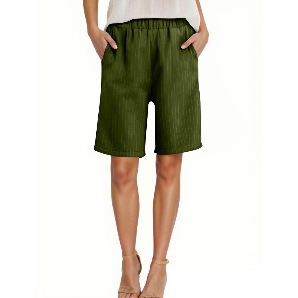 Damen Hohe Taille Einfarbig Freizeithose Trainingshose 1/2 Shorts