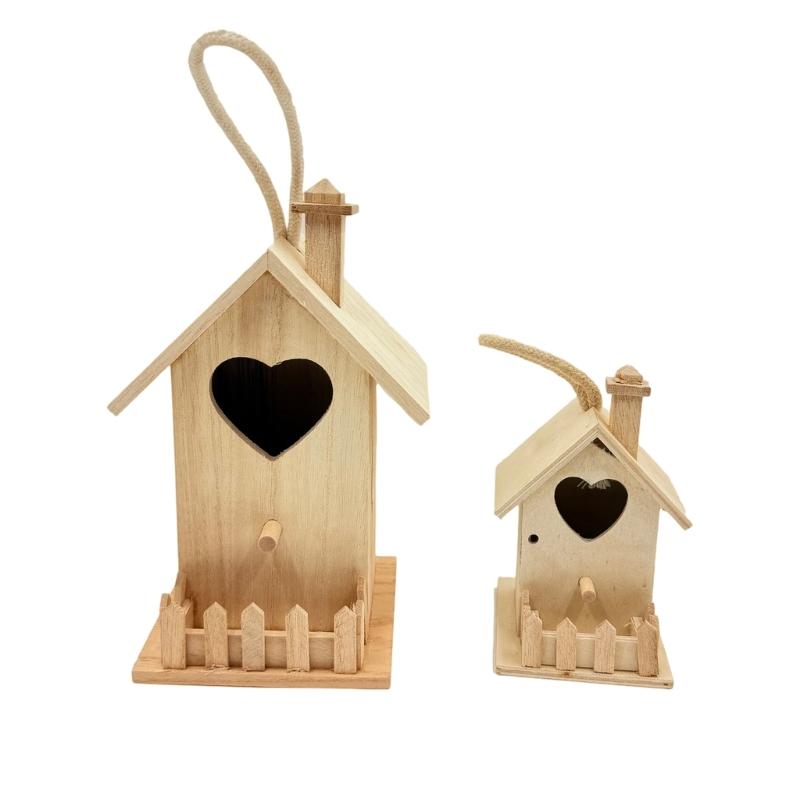 Small Wooden Bird Nest Breeding Box For Courtyard And Terraces Decoration Safe Shelter House For Feathered Bird