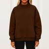 Women's Fashionable Casual Solid Color Round Neck Long Sleeved Pocket Sports Casual Pullover Sweatshirt Top