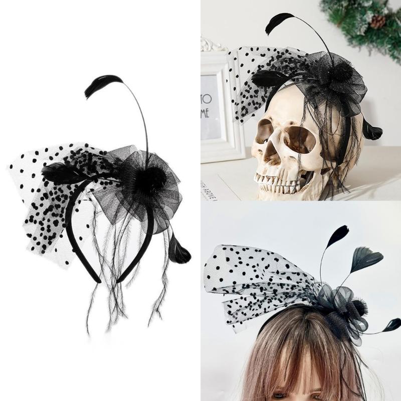 Punk Veer Garen Haarband Carnavals 1920s Dames Haarband Prom Feest Hoofddeksel