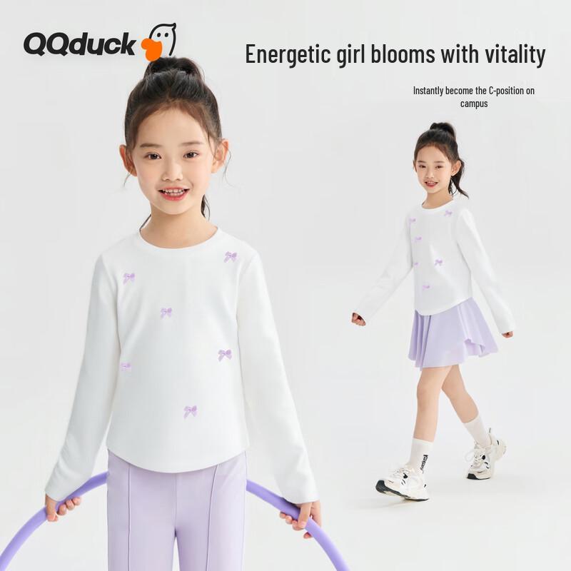 

QQ DUCK Girls Long Sleeve T-Shirt with Sweet Bow 140