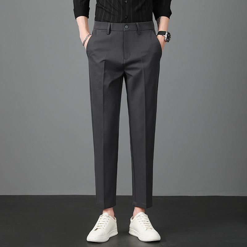 Nine-point Light Luxury Men's Casual Small Trousers Autumn New Elastic Elastic Waist Young Men's Trousers