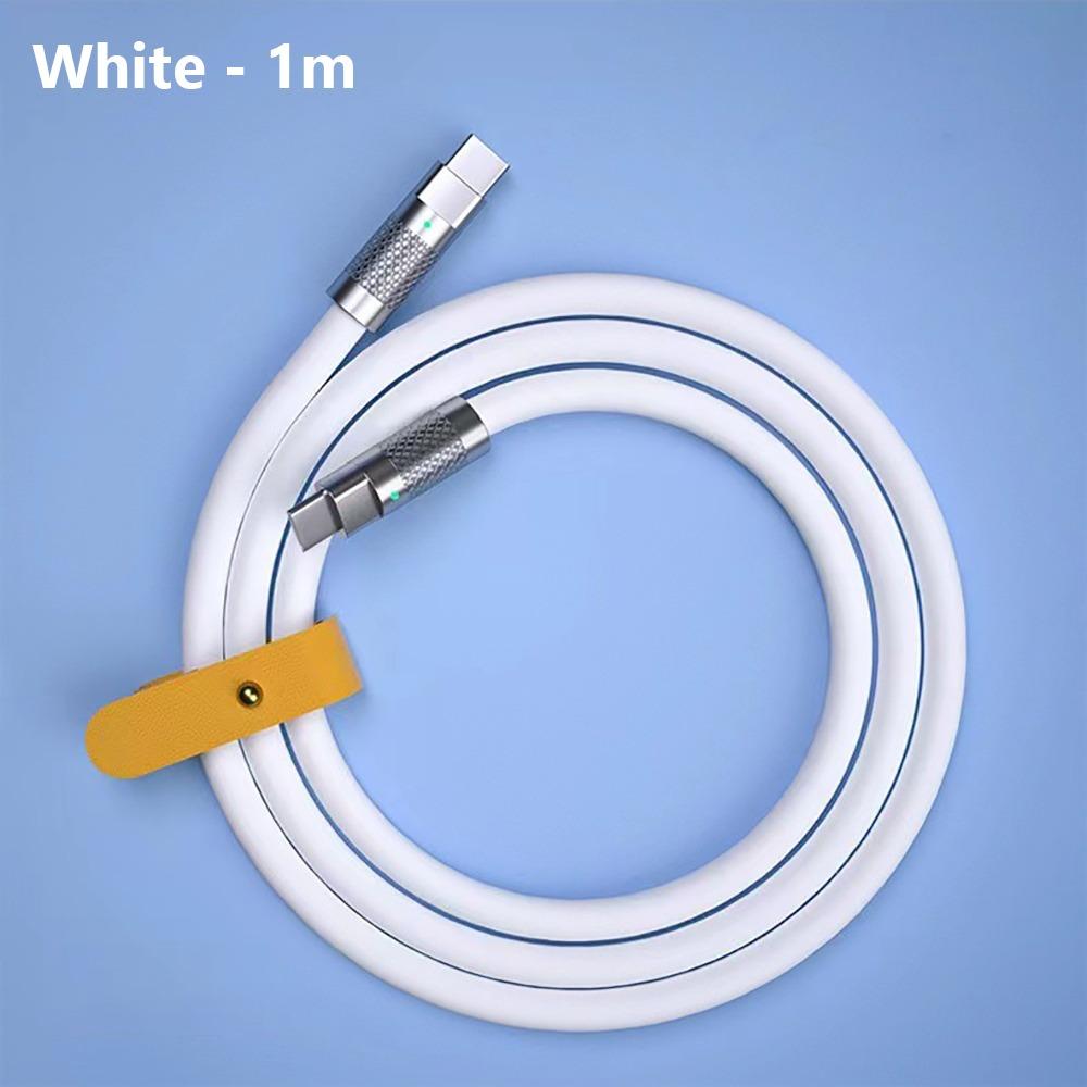 

100W Fast Charging Cable Liquid Silicone Data Line Type-C Charger Cable For Xiaomi Samsung Huawei White - 1m
