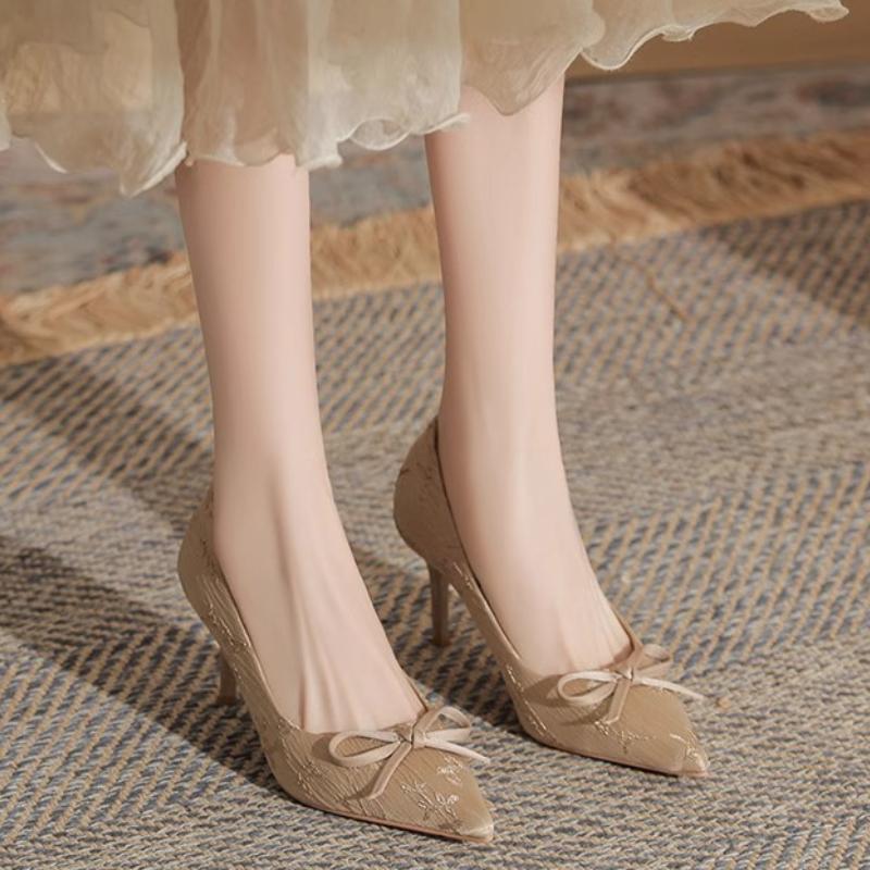 Fashion Spring Autumn 2025 New Style Fashion Comfortable Women Pumps Elegant Versatile Pearl Shallow Thick Heel High Heels Female Shoes