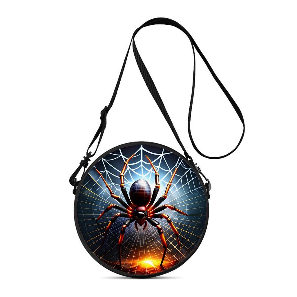 Spider Print Round Shoulder Bag Casual Messenger Bag for Woman Best Gifts 2D Flat Casual Daily Crossbody Bag