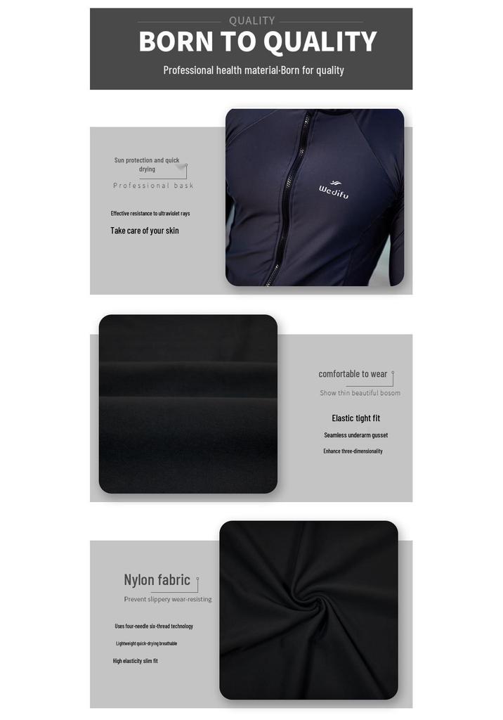 Men's Quick-Dry UV-Protection Diving & Surfing Suit - Slim Fit Long-Sleeve, Zip-Up Jellyfish-Proof Set