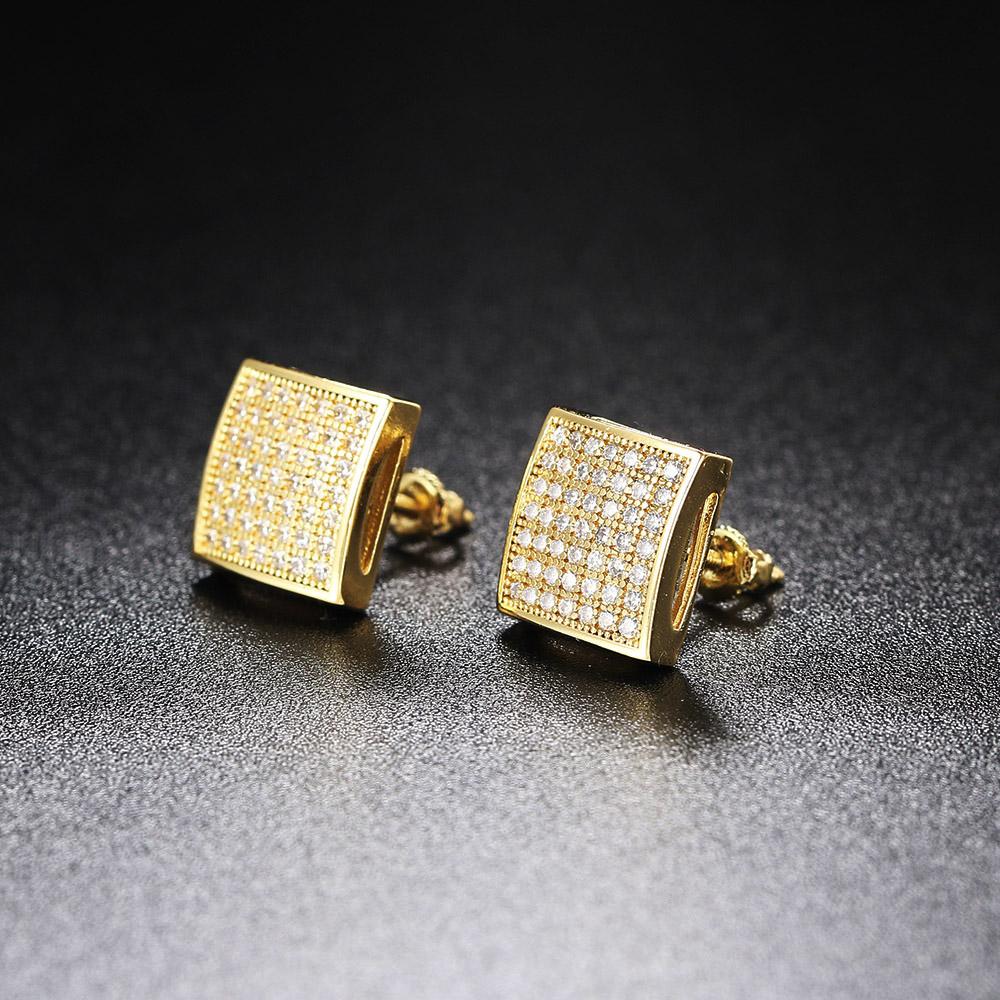 Stud Earrings with Zircon for Men Gold Color Punk Hip Hop Piercing Cartilage Earring Retro Trend  Fashion Women's Jewelry OHE047