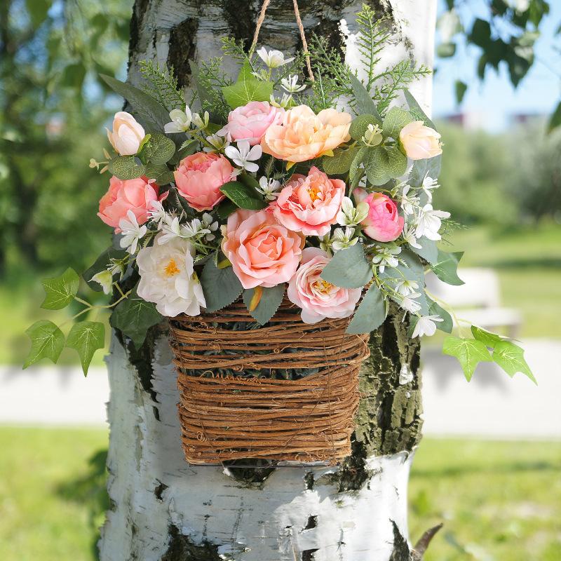 Spring Flowers Flower Basket Simulation Flower Outdoor Wedding Decoration Photography Shooting Props
