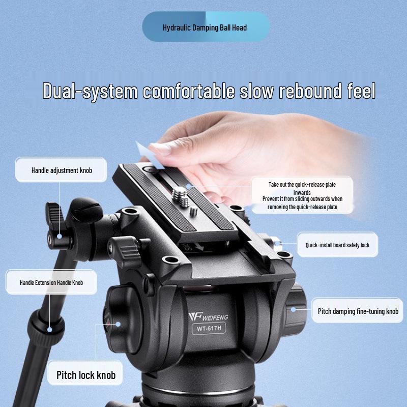 Weifeng 617 Portable 1.85m Hydraulic Tripod for DSLR and Large Film Photography