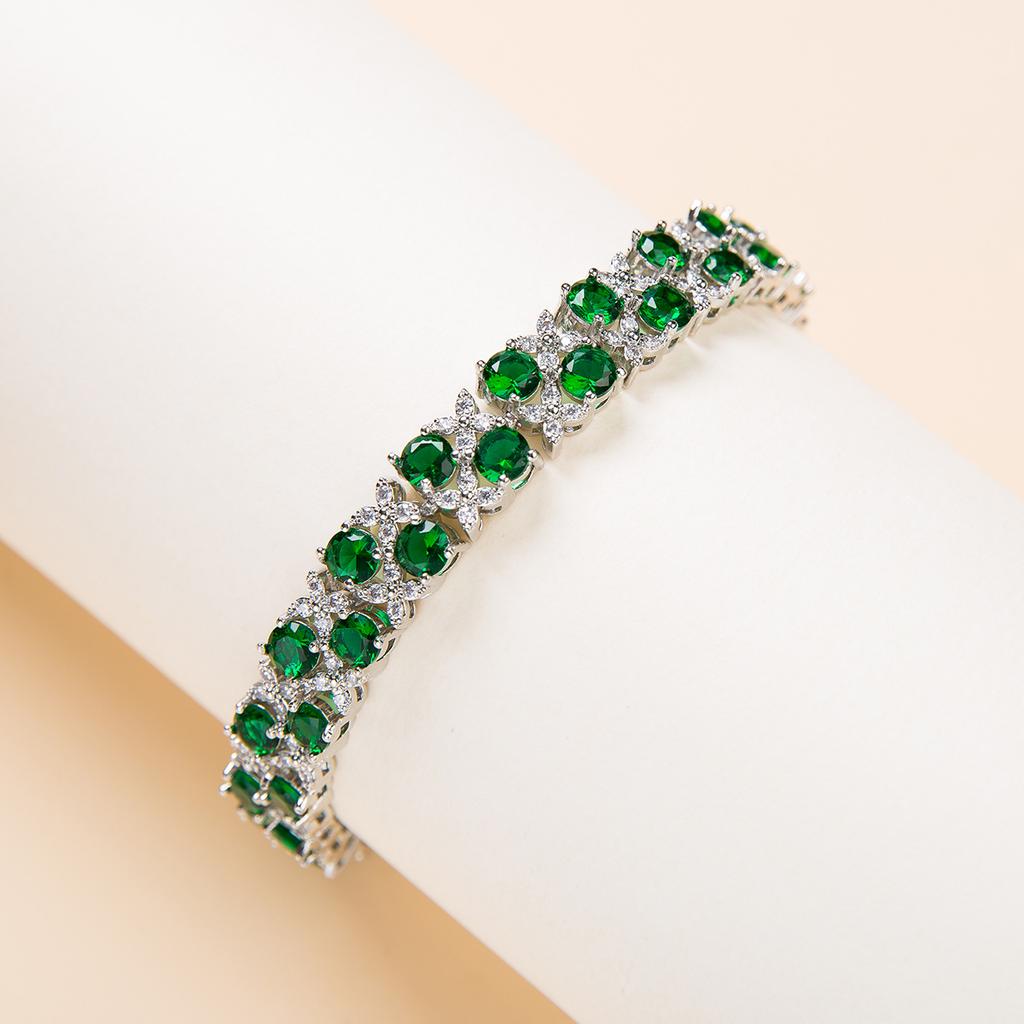 Green Diamond Copper Bracelet Women'S Niche Zircon Jewelry Temperament Jewelry