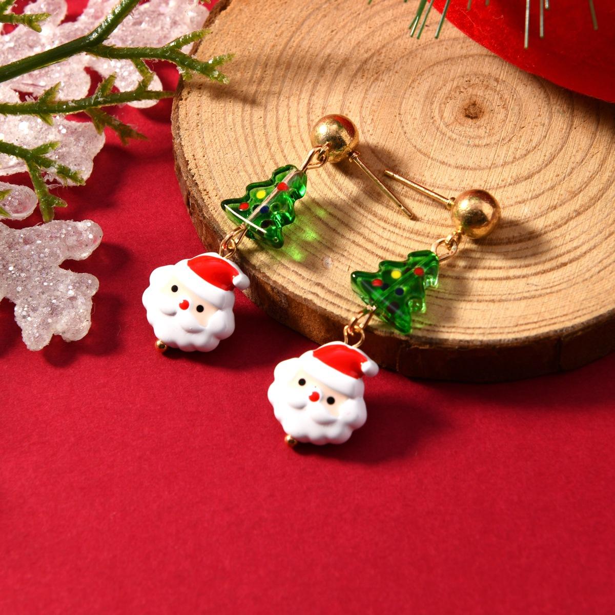 

Рождественские серьги, комплект, длинные, модные, Санта-колокольчики, рождественская елка, сплав, украшения для ушей, женщины