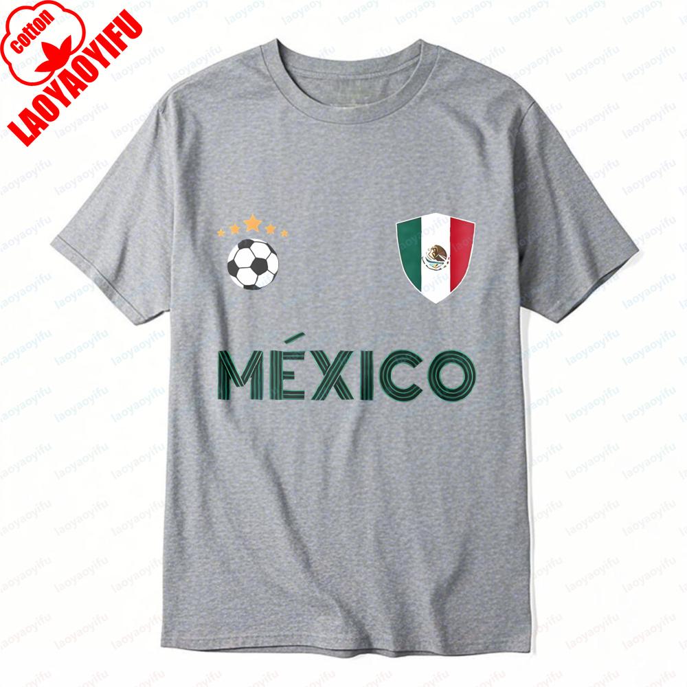 Mexico Football TShirt MÉXICO Print Mexican Fan Tops Sports Casual Attire Leisure Activewear Retro Trend Simple Mens Clothing
